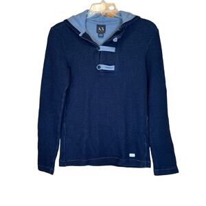 Women's AX Armani Exchange Blue Hooded Hoodie Shirt Long Sleeve Size Small, EUC